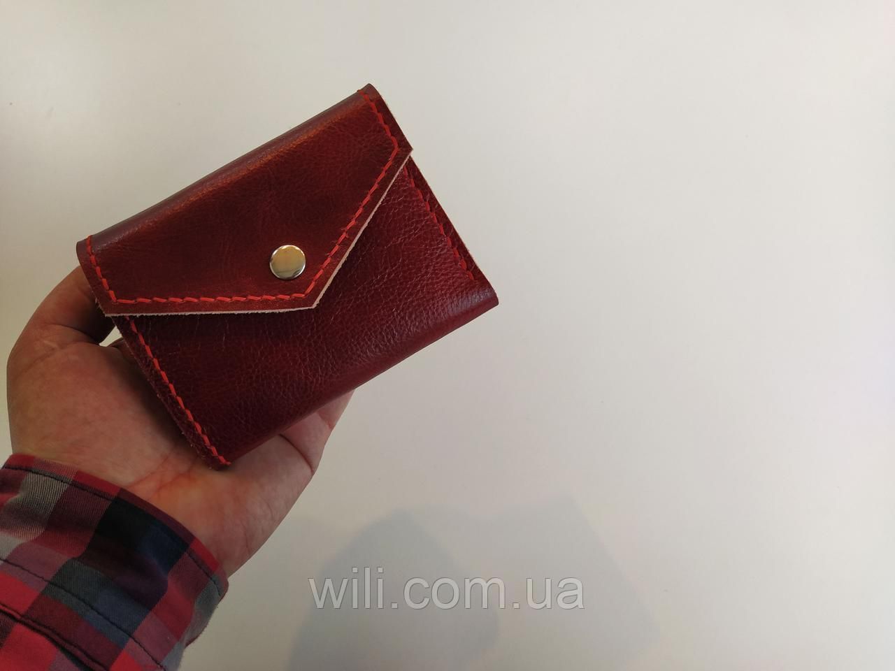 Маленький шкіряний гаманець ручної роботи "Міс Конгеніальність"