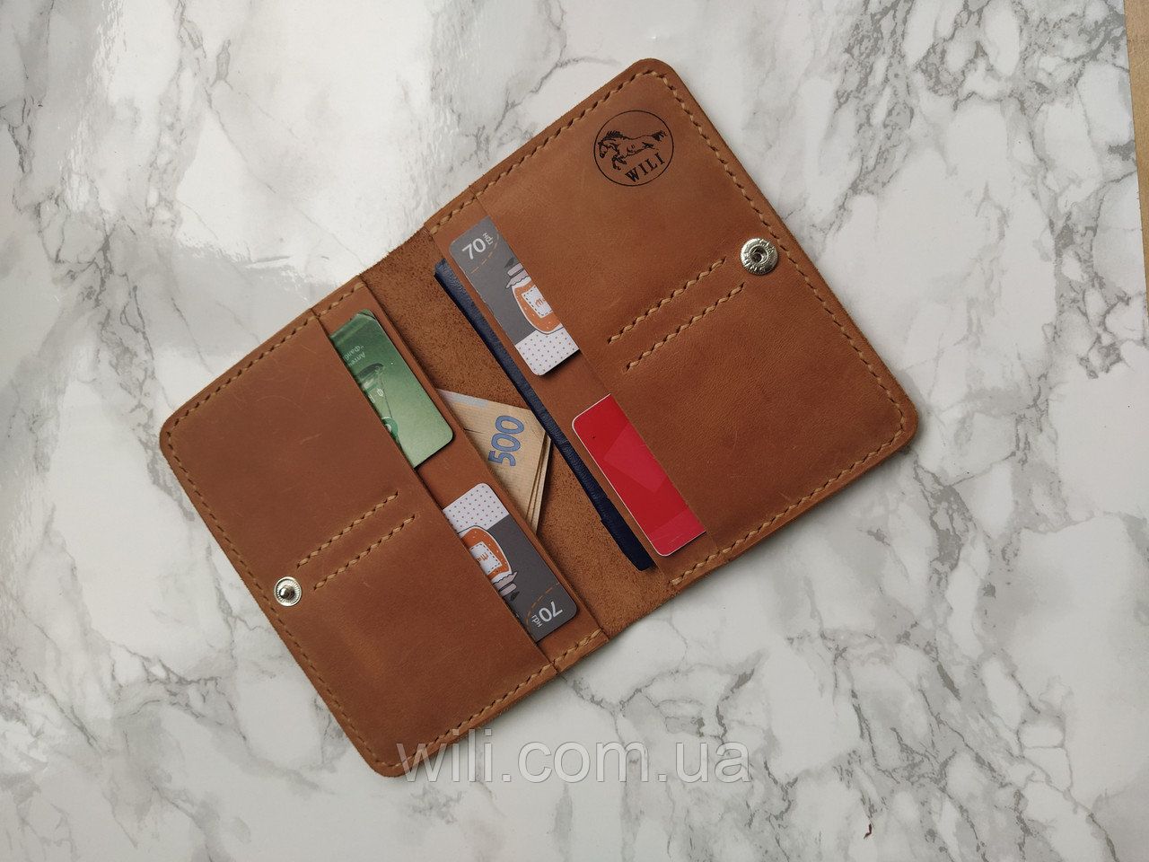 Кожаный кошелек-обложка для паспорта с гравировкой "Обложка"