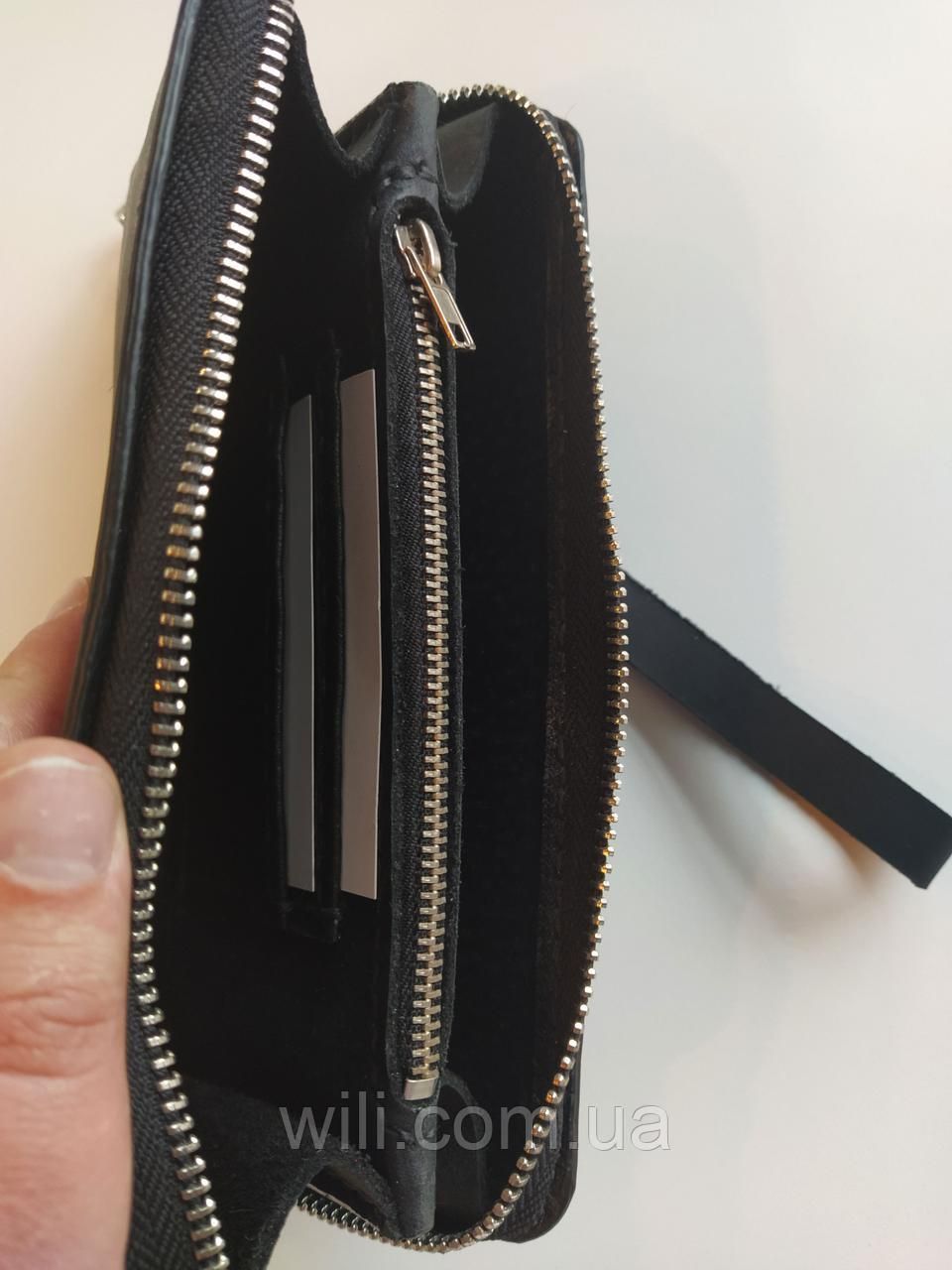 Кожаный кошелек с ремнем на запястье "007"